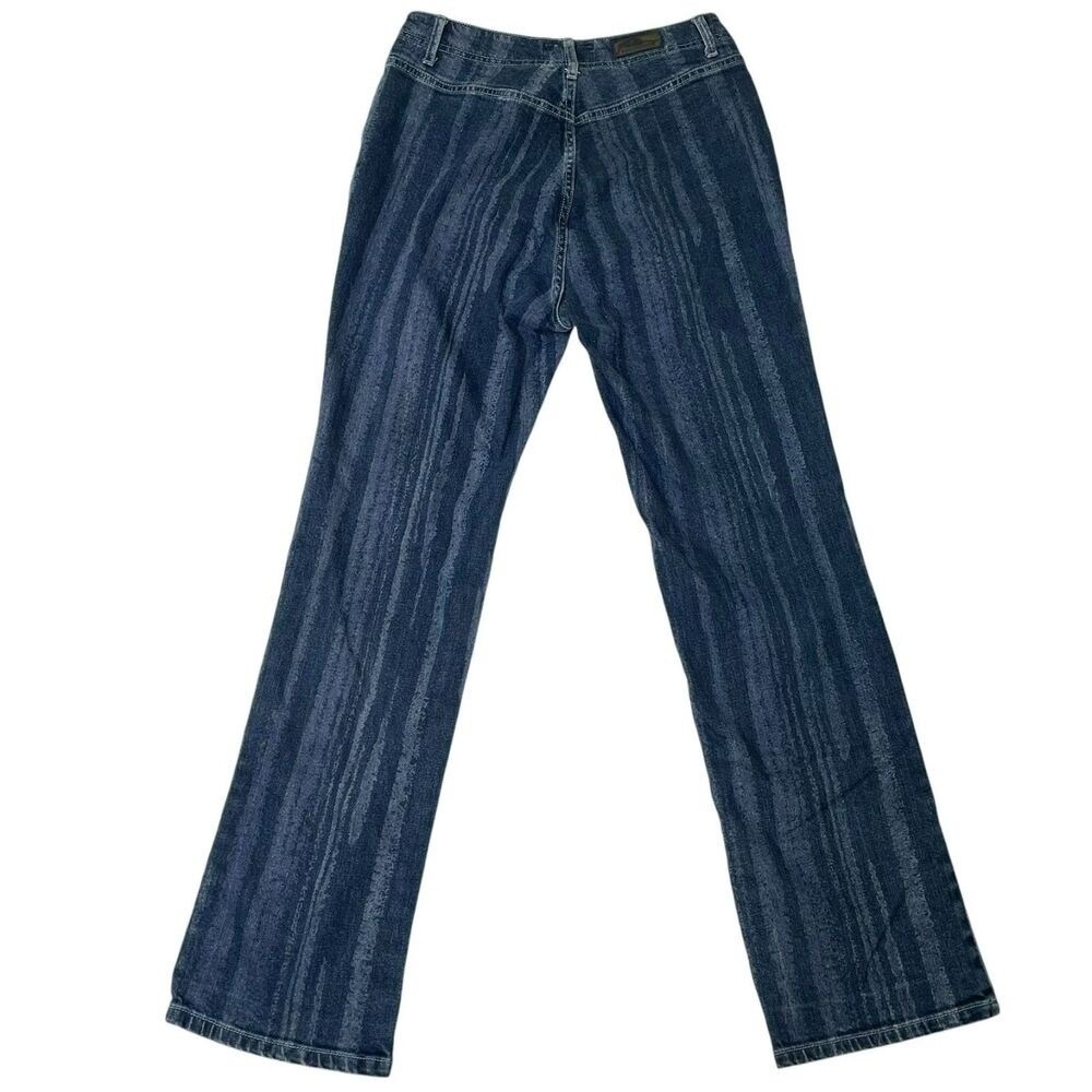 Fubu Women's Vintage Y2K Wide Straight Leg Medium Wash Stiped Jeans Size 12 - Picture 2 of 9
